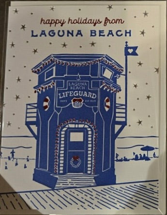 Holiday Laguna Beach Lifeguard Tower Greeting Card
