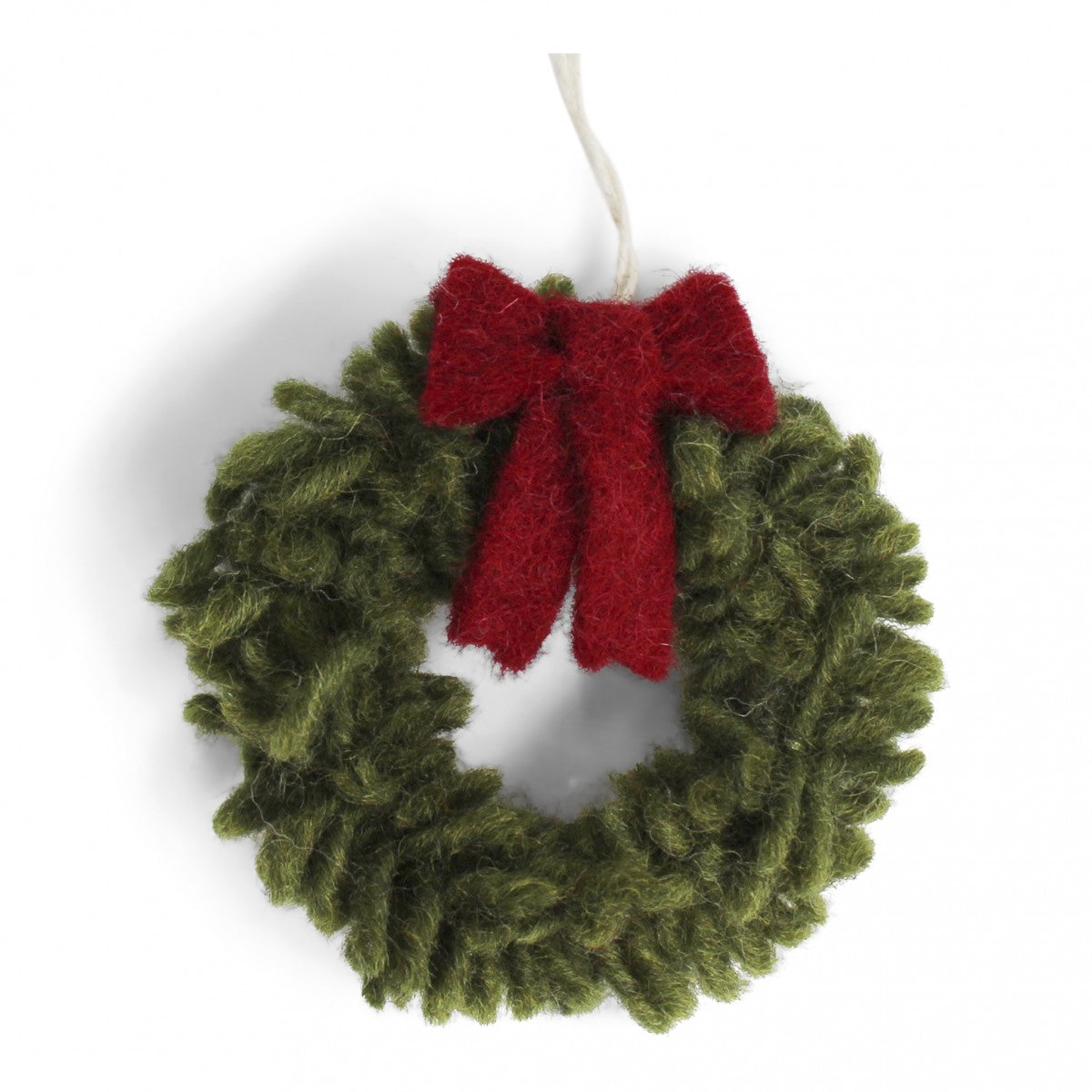 Mini Wreath Ornament w/Red Bow