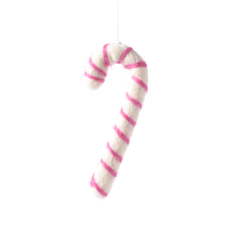 Candy Cane Pink Wool Ornament