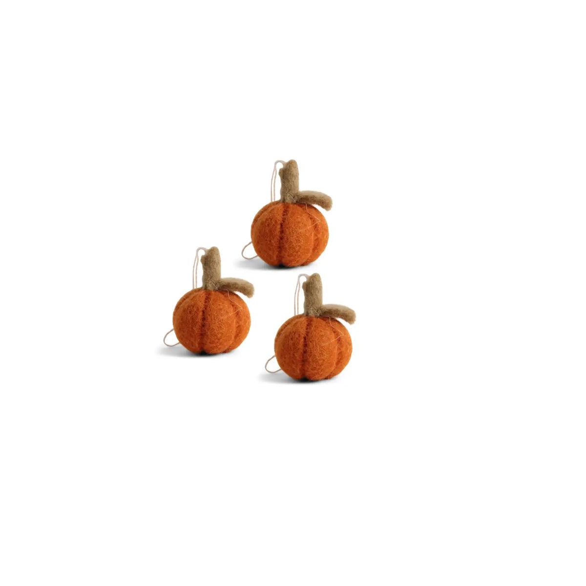S/3 Mini Orange Felt Pumpkins