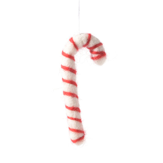 Candy Cane Red Wool Ornament