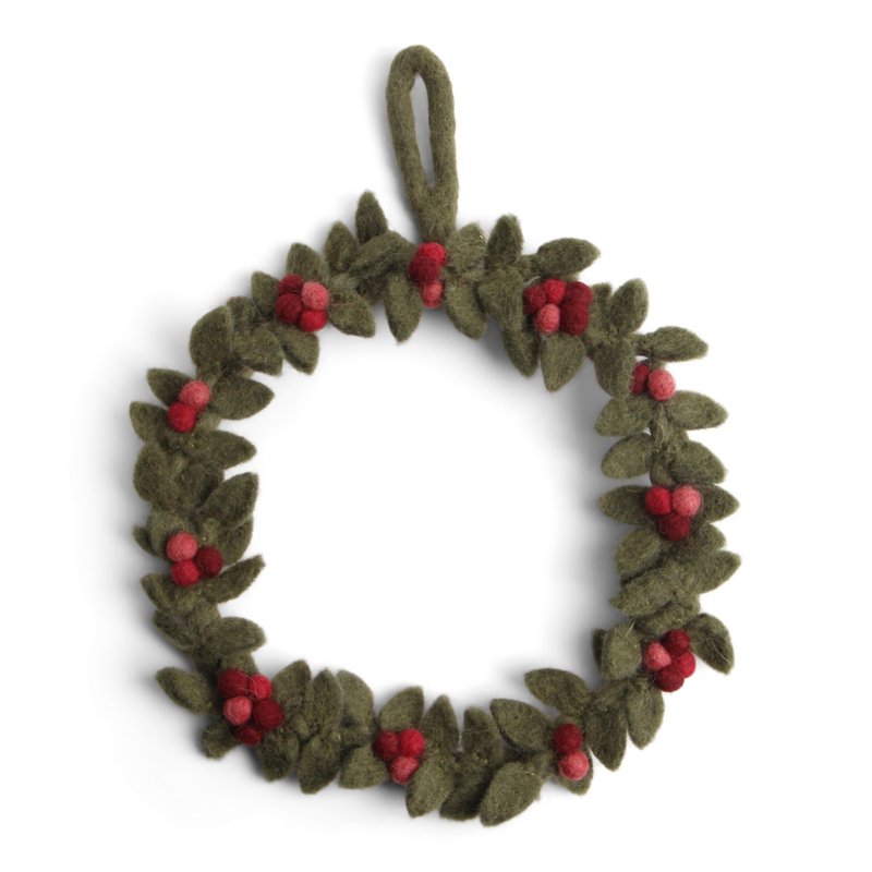 Small Green Wreath w/Red Berries
