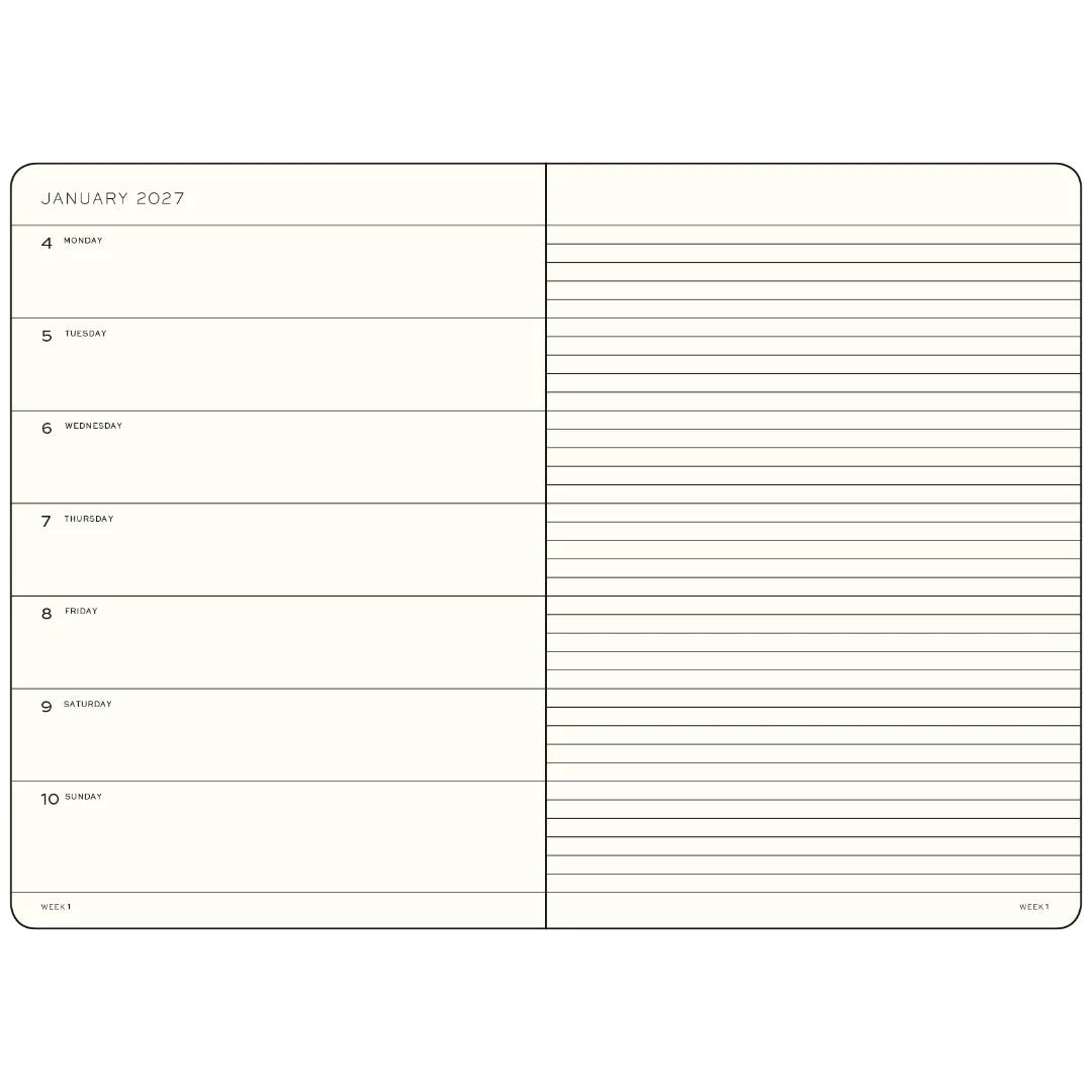 Weekly Planner & Notebook Medium (A5) 2027 Softcover